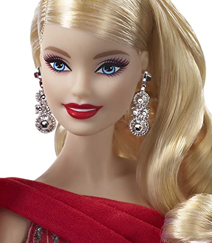 Barbie - Collector Felices Fiestas 2019, Muñeca Rubia con Ondas (Mattel FXF01)