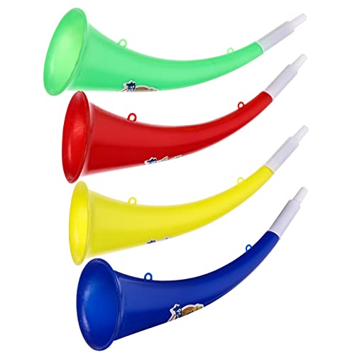 BESPORTBLE 4 Piezas Cuerno Animador Horn Trompeta De Cuerno Que Anima Bocina para Juego Deportivo Silbato De Vítores Sonido De Fiesta Trompeta De Utilería Katar Ventilador Niño El Plastico