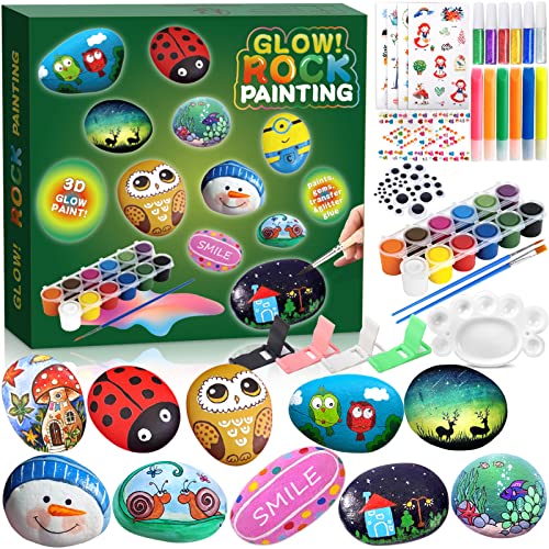 BEYAOBN Piedras que brillan en la noche, juegos de manualidades, juego de manualidades, pintura de piedra creativa para niños, adultos, regalos, pintura