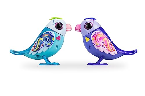 Bizak Digibirds, Casita con 2 Pajaritos Exclusivos interactivos que cantan solos o a coro, silban, mueven el pico y la cabeza, llévalos donde quieras (62008617)