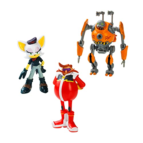 Bizak Sonic Prime pack de 3 figuras de 6,5 cm de alto. En este lote podemos encontrar a: DR.Eggman + Eggforcer + Rebel Rouge (64112003-4)