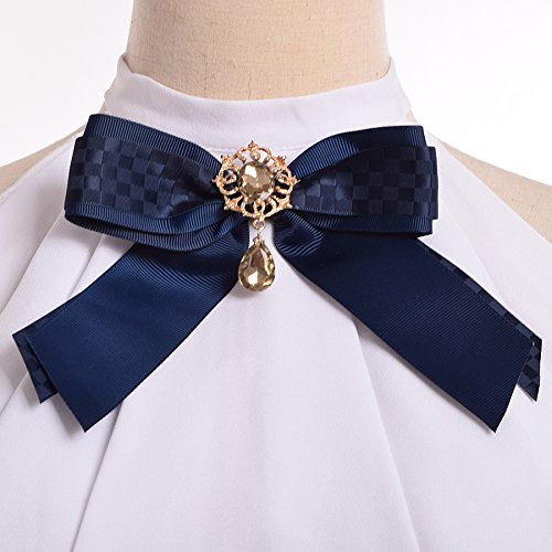 BLESSUME Cuello Victoriano Jabot Collar (Blanco & Azul oscuro)