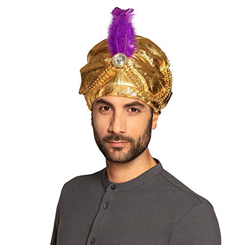 Boland 81015 - Turbante Sultán Selim , oro, joyas de perlas, plumas, piedras blancas, gorro, carnaval, fiesta temática