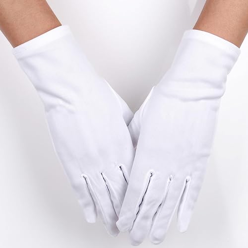 Carnavalife 24pcs Guantes Blancos Disfraz para niños y adultos, hombre mujer Guantes Blancos lisos Nazareno Gala Desfile Ceremonial Joyería Camarero (ADULTO/ADULT)