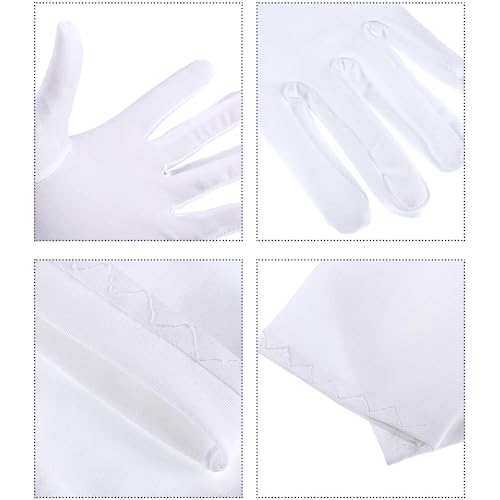 Carnavalife 24pcs Guantes Blancos Disfraz para niños y adultos, hombre mujer Guantes Blancos lisos Nazareno Gala Desfile Ceremonial Joyería Camarero (ADULTO/ADULT)