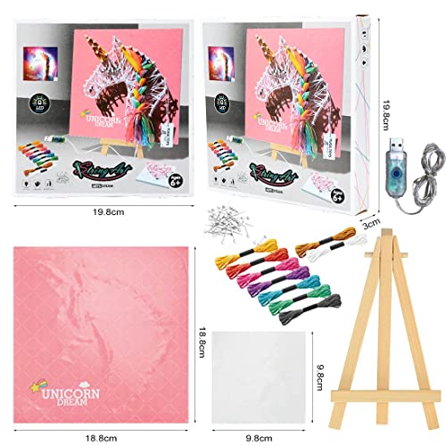 CHMMY Juego de Manualidades para niños, Unicornio, Regalo para niñas, a Partir de 6, 7, 8, 9, 10, 11, 12 años, Unicornio, Juguete con luz LED decoración, Juego de Manualidades Creativo, Unicornio