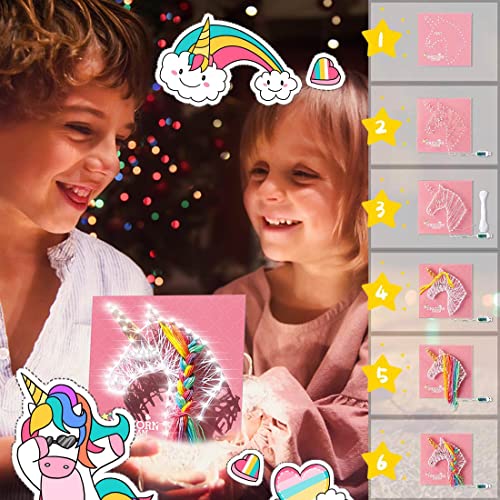 CHMMY Juego de Manualidades para niños, Unicornio, Regalo para niñas, a Partir de 6, 7, 8, 9, 10, 11, 12 años, Unicornio, Juguete con luz LED decoración, Juego de Manualidades Creativo, Unicornio