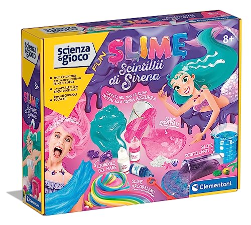 Clementoni - Ciencia Fun Chispas de Sirena-Juego Científico 8 Años, Laboratorio Experimentos, Fábrica, Kit de Slime, Versión en Italiano-Made in Italy, Color, 19352