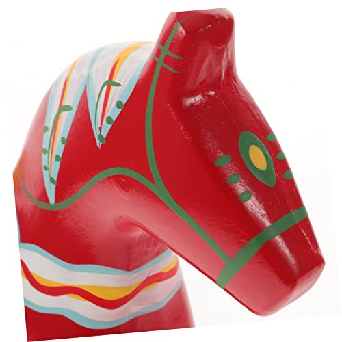 COHEALI 1 Par Adorno De Caballo De Madera Topper De Escritorio Decoraciones para Salas De Casa Sueco De Madera Figura De Caballo Pintada a Mano Manualidad Navideña Modelo Caballo De Troya