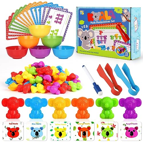 Counting Animales Clasificación Juego de Juguetes, 102 Piezas Contando Koalas Colores Coordinados Clasificación Tazas Montessori y Contando, Juguetes Regalo para Niños Chicas para 3 4 5+ años