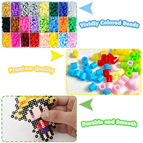 Cuentas para Planchar 24 Colores 4000Pcs Cuentas de Hierro Fusibles con Accesorios Fuse Beads para Fiesta Cumpleaños Educativos Niños DIY, 5mm