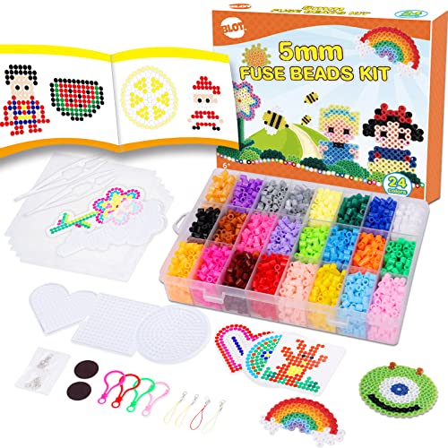 Cuentas para Planchar 24 Colores 4000Pcs Cuentas de Hierro Fusibles con Accesorios Fuse Beads para Fiesta Cumpleaños Educativos Niños DIY, 5mm