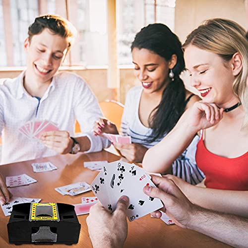 Dacefloy Barajadores automáticos para barajar cartas de juego, herramienta a pilas para UNO, Texas Hold'em, juegos de cartas en casa, Blackjack, póquer de casino eléctrico