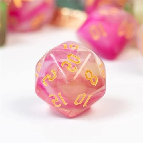 Dados encantados Glade Dados de flores de rosa Druida Dados D&D poliédricos rosados/verdes D&D para mazmorras y dragones y juegos de rol de mesa