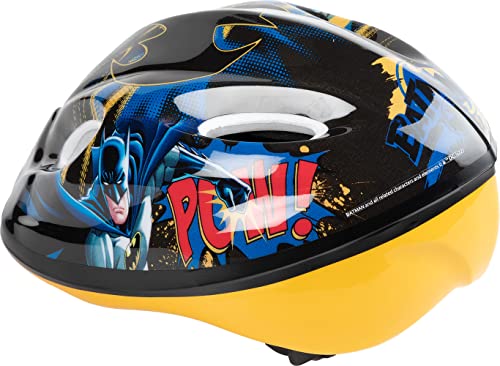 DC Comics Casco Ciclo niño Batman 52-56cm superhéroes Hombre murciélago Seguridad Protección Negro Amarillo S, Unisex Adulto