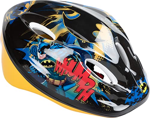 DC Comics Casco Ciclo niño Batman 52-56cm superhéroes Hombre murciélago Seguridad Protección Negro Amarillo S, Unisex Adulto