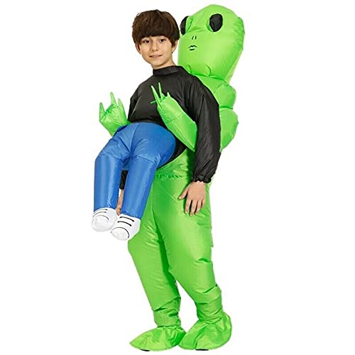 Diifoy - Disfraz de E.T., el extraterrestre, y humano, verde, hinchable, con ventilador, para fiesta, Halloween y Carnaval (S)