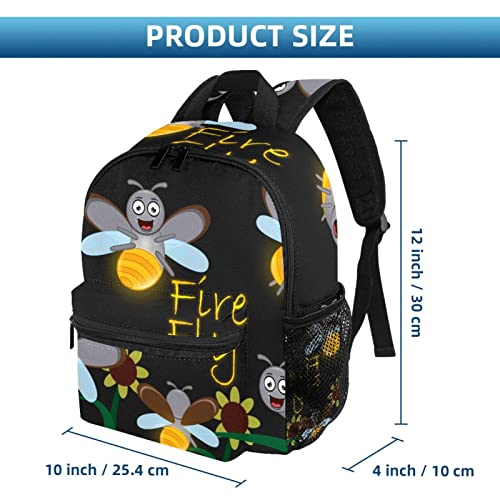 DJROW Mochila de viaje para niños con diseño de luciérnaga de dibujos animados para niños pequeños en edad preescolar, Multicolor, small