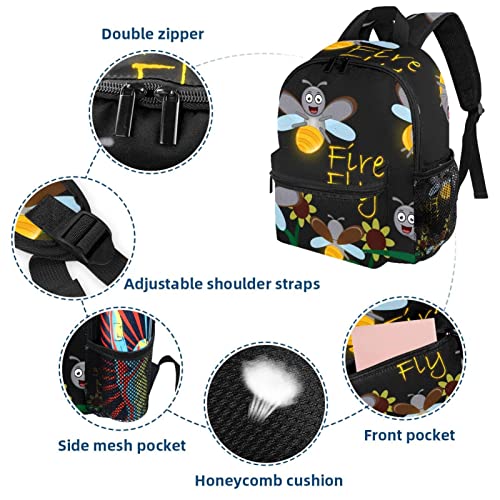 DJROW Mochila de viaje para niños con diseño de luciérnaga de dibujos animados para niños pequeños en edad preescolar, Multicolor, small