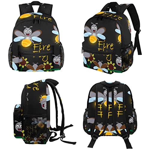 DJROW Mochila de viaje para niños con diseño de luciérnaga de dibujos animados para niños pequeños en edad preescolar, Multicolor, small