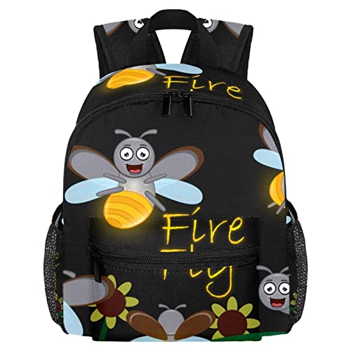 DJROW Mochila de viaje para niños con diseño de luciérnaga de dibujos animados para niños pequeños en edad preescolar, Multicolor, small