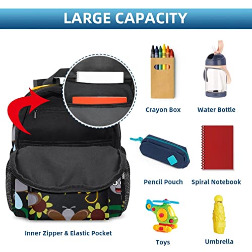 DJROW Mochila de viaje para niños con diseño de luciérnaga de dibujos animados para niños pequeños en edad preescolar, Multicolor, small