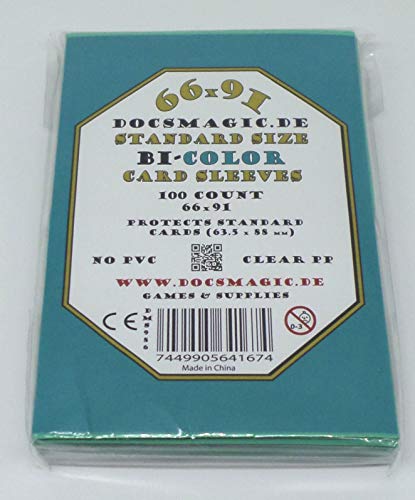 docsmagic.de 100 Premium Bi-Color Card Sleeves Mat Mint/Black Standard Size 66 x 91 Fundas Aqua Negra