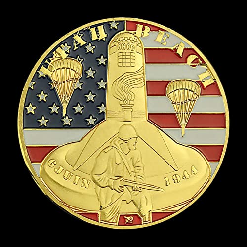 DOWNN 2PCS The World War II The Normandy Invasion Souvenir Omaha Beach Commemoirative Coin Operation Overlord Gold Plated Challenge Coin