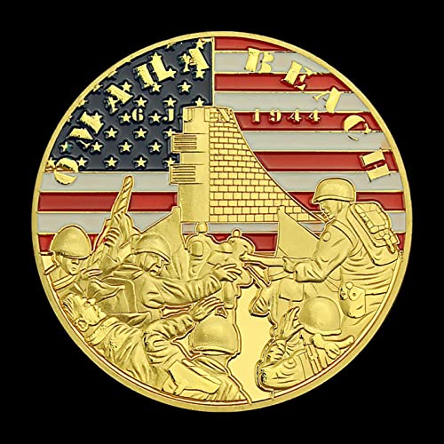 DOWNN 2PCS The World War II The Normandy Invasion Souvenir Omaha Beach Commemoirative Coin Operation Overlord Gold Plated Challenge Coin