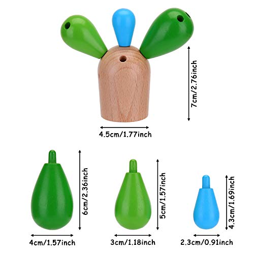 EKKONG Rompecabezas de Cactus de Madera，Juguetes Montessori de Madera，Niños equilibrando Bloques de construcción de Cactus (Higo chumbo)