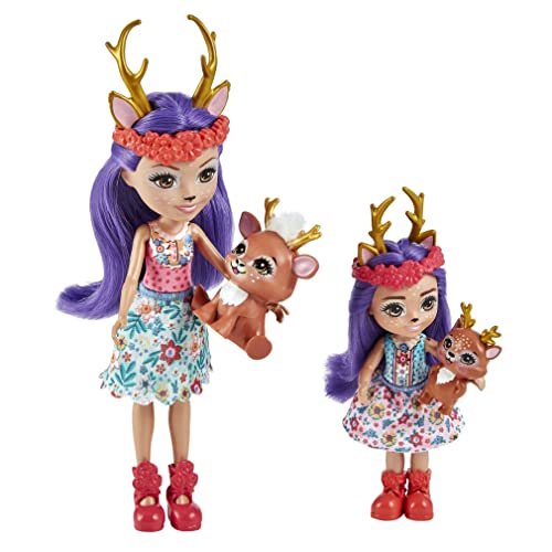 Enchantimals Hermanas Danessa y Danetta Deer Muñecas con mascotas ciervo de juguete, regalo para niñas y niños +4 años (Mattel HCF80)