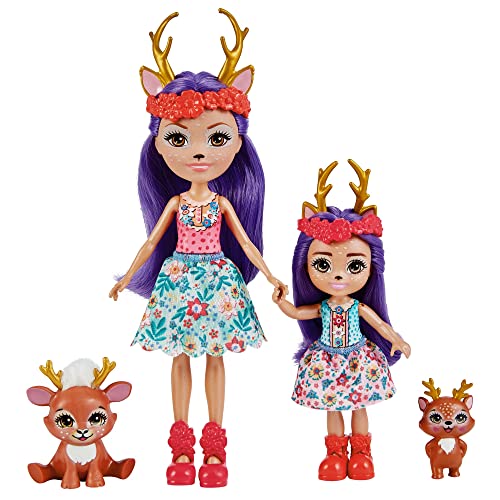 Enchantimals Hermanas Danessa y Danetta Deer Muñecas con mascotas ciervo de juguete, regalo para niñas y niños +4 años (Mattel HCF80)