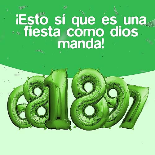 envami® Globos de Cumpleãnos 18 Verde - 101 CM Globo 18 Años - Globo Numero 18 - Decoracion 18 Cumpleaños Niñas - Globos Numeros Gigantes para Fiestas - Vuelan con Helio