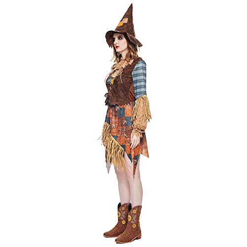 EraSpooky Disfraz Espantapájaros de Mujer Adulta para Halloween,Carnaval,Ropa de Fiesta Temática para Hombres y Damas,Disfraz de Pareja de Halloween