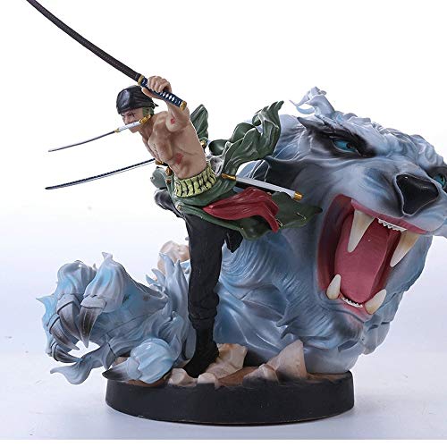 FABIIA One Piece/Roronoa Zoro Three Swords, Pole, Tiger Hunt PVC Anime Game Game Modelo de Personaje Estatuas Figura de Juguetes Collectibles Decoraciones Regalos de Anime Fan de Anime