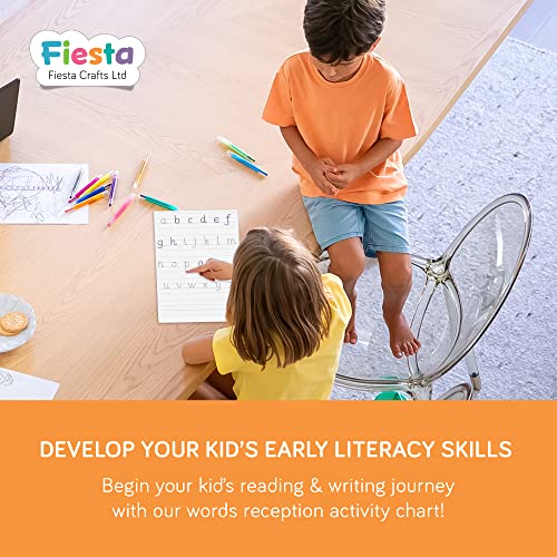 Fiesta Crafts Magnetic Words Reception Year - Learn to Read & Write Magnets for Kids with 50 Word Pieces, Magnetic Board & Dry Wipe Pen - Early Development & Activity Toys for 4+ Year Olds