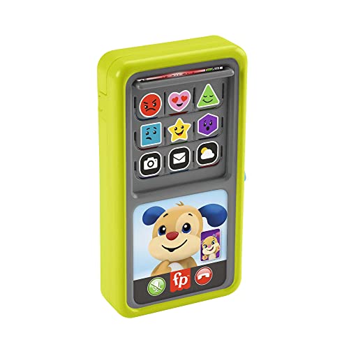 Fisher-Price Ríe y Aprende Smartphone desliza y aprende, Teléfono de juguete de aprendizaje con sonidos, bebés +9 meses, versión español + portugués + italiano + inglés (HNL45)