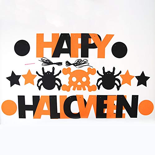 Fontee® 60 piezas halloween decoracion accesorios, Happy Halloween globos, pancarta, araña, murciélago, bruja, calabaza fantasma, para barra de Halloween, suministros de decoración para el hogar