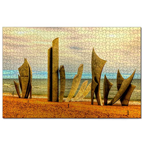 Francia Omaha Beach Rompecabezas para Adultos, 500 Piezas de Madera, Regalo de Viaje, Recuerdo, 20.4 x 15 Pulgadas