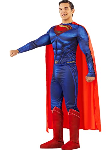 Funidelia | Disfraz de Superman - La liga de la Justicia para hombre Hombre de Acero, Superhéroes - Disfraz para adultos y divertidos accesorios para Fiestas, Carnaval y Halloween - Talla L - Azul