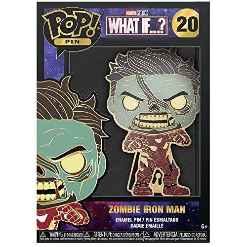 Funko Pop! Large Enamel Pin MARVEL: Marvel - Iron Man - What If - ZOMBIE TONY STARK - Marvel What If Pins de Esmalte- Broche Coleccionable - para Mochilas Y Bolsos - Idea de Regalo - TV Fans