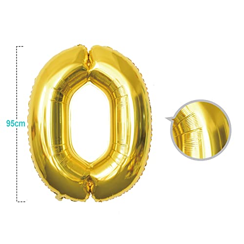 Globos de oro con número 40 – 100 cm, globos gigantes – vuela con helio – Globo número de cumpleaños – Decoración de cumpleaños – Decoración de cumpleaños