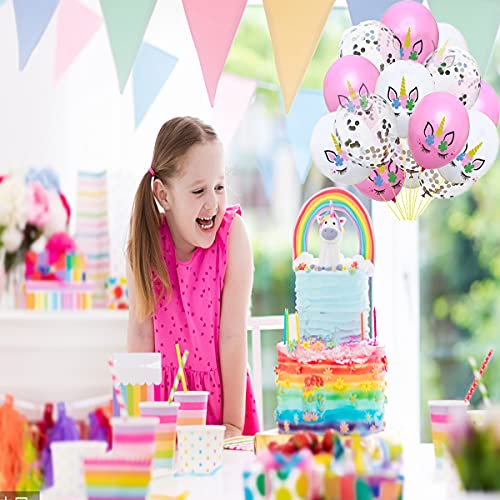 Globos de Unicornio, Globos de Fiesta, Globos de Látex, Globos Confeti Plateados, Para Niños Niñas Celebración de Party Decoraciones Cumpleaños Boda Bebé Bautizo Día de San