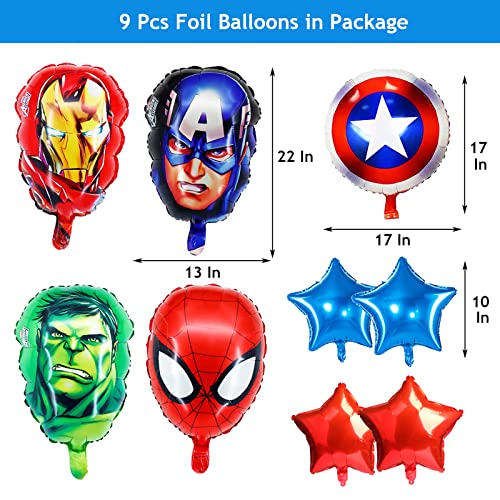 Globos The Avengers, Globo Decoración de Cumpleaños de Superhéroe, Globos de Decoracion para Fiestas de Marvel, para Fiestas Infantiles, Globos Niño, 9PCS