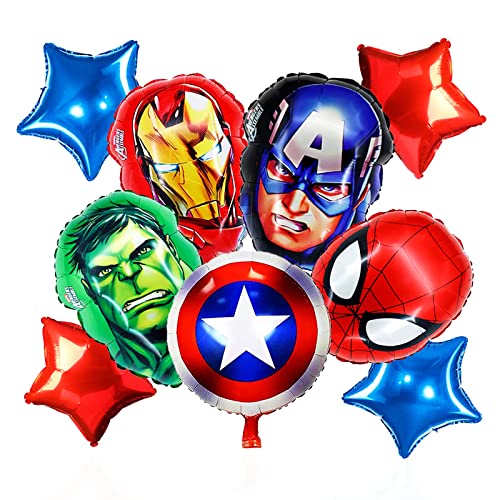 Globos The Avengers, Globo Decoración de Cumpleaños de Superhéroe, Globos de Decoracion para Fiestas de Marvel, para Fiestas Infantiles, Globos Niño, 9PCS