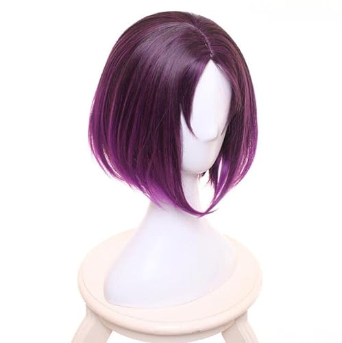 HAGERYLB Anime Miss Kobayashi's Dragon Maid Elma Jouii Peluca de Cosplay púrpura oscuro Pelo Corto degradado juego de rol para fiesta de Halloween