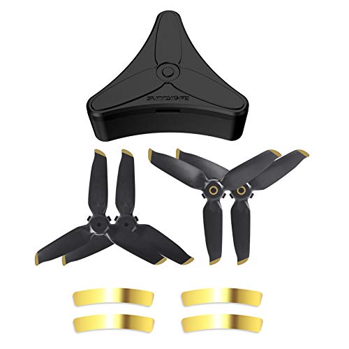 Hensych Para FPV Combo Hélice Almacenamiento Caso 5328S Hélices para FPV Combo 5328S Propellers Blade Props Box Protección contra caídas (Caso+2 pares de hélices de punta dorada)