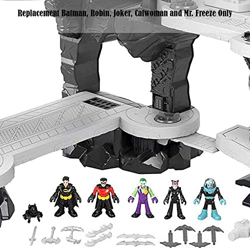 Imaginext Figuras de repuesto Batcueva - GMP48 ~ DC Superfriends Super Surround Bat Cave ~ Incluye Batman, Robin, Joker, Catwoman y Mr. Freeze