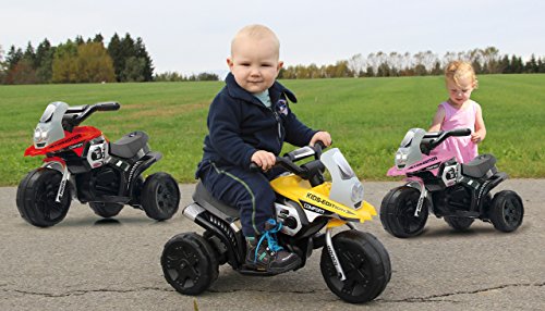 JAMARA-460226 Does Not Apply Coche eléctrico Ride-on E-Trike Racer, batería de 6 V, Color Negro, Amarillo, One Size (460226)