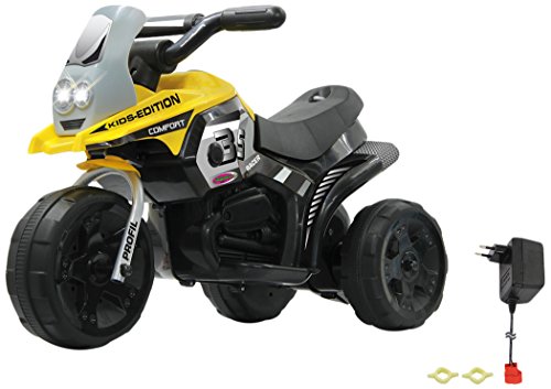 JAMARA-460226 Does Not Apply Coche eléctrico Ride-on E-Trike Racer, batería de 6 V, Color Negro, Amarillo, One Size (460226)